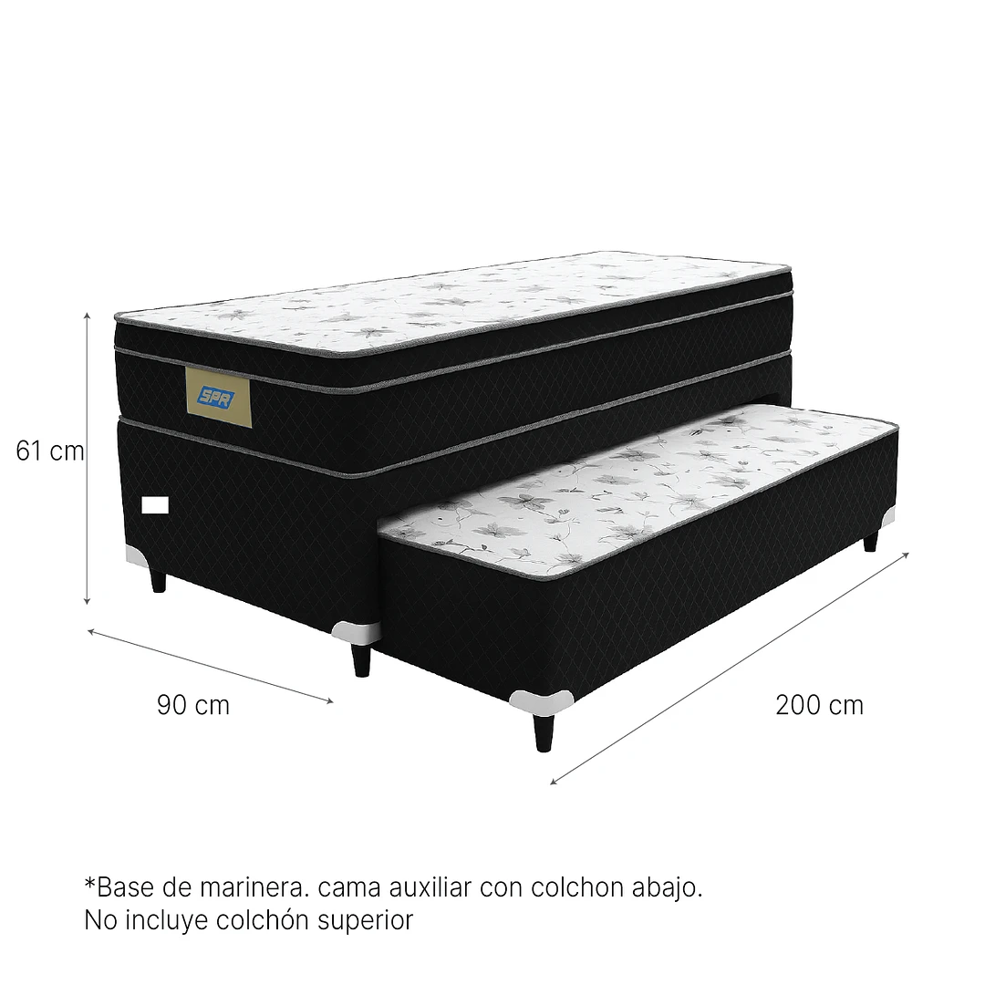Marinera Conjunto Sommier Somier 1 Plaza Fuji - Imagen 5