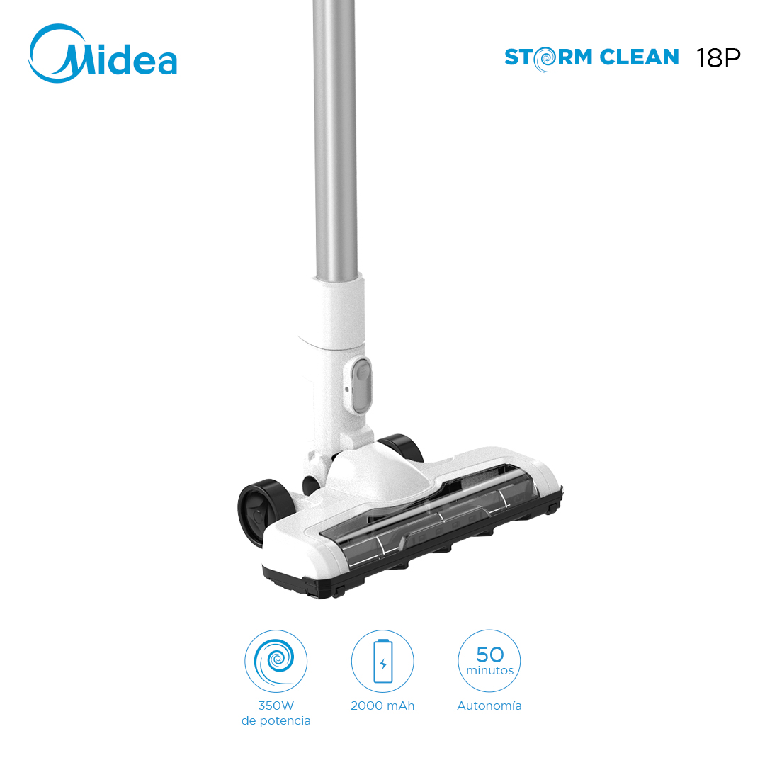 Aspiradora Stick inalámbrica Multiciclónica 2 en 1 Midea 18P Blanca - Imagen 3